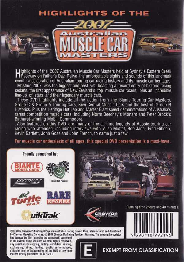 Highlights of The 2007 Australian Muscle Car Masters DVD