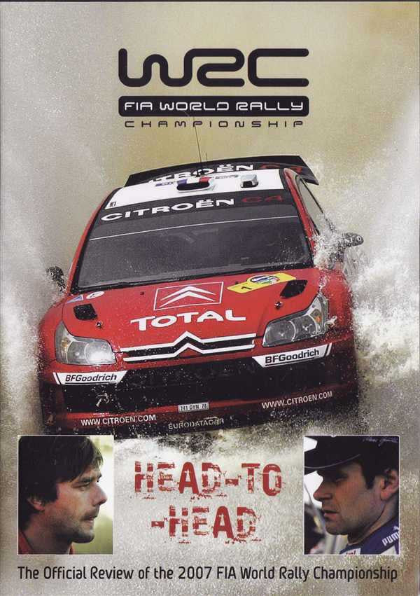 Rally DVD case cover with WRC logo, Citroën race car, dust splash, and Head-to-Head text