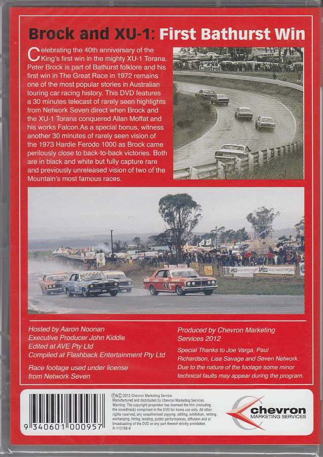 Motorsport DVD case back cover with racing track photo and dense text blocks