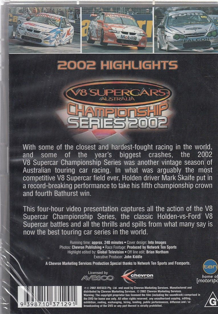 V8 Supercars Championship Series: 2002 Highlights DVD Back Cover