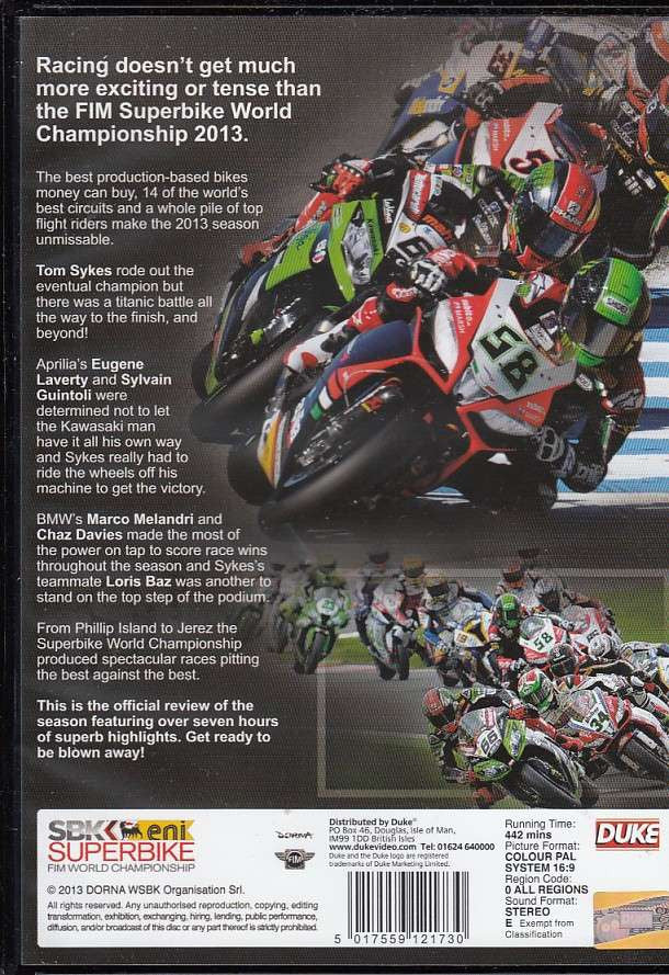 Superbike World Championship 2013 DVD Back Cover