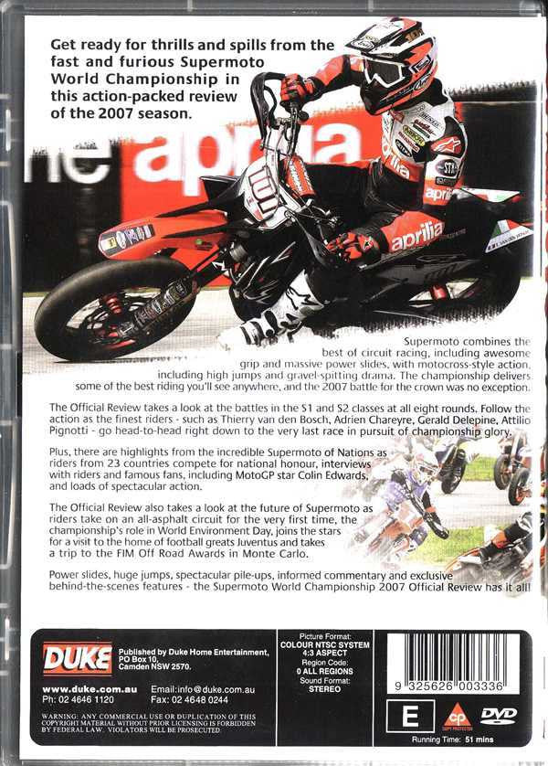 Supermoto World Championship Review 2007 DVD cover with racing motorcycle and bold title