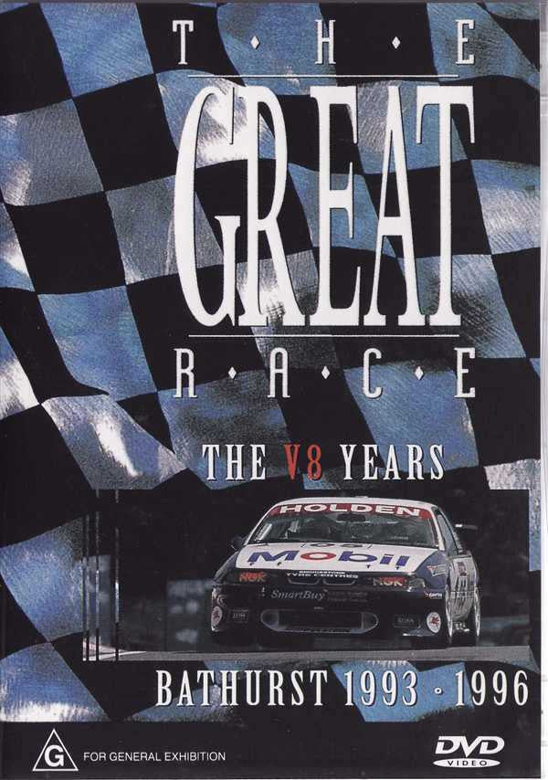 Racing DVD front cover with checkered pattern, title text, and sports car.