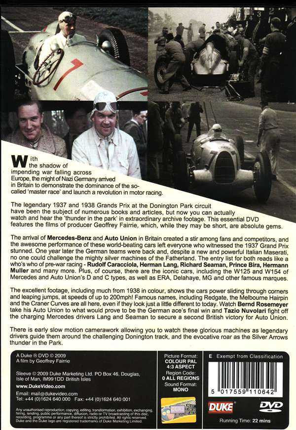 DVD case back cover with racing photos and feature text