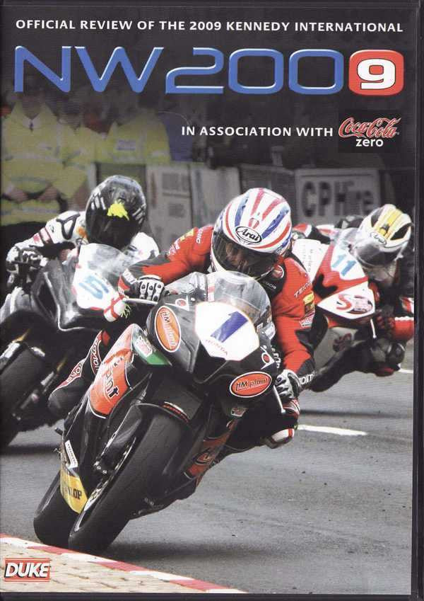 NW 200 9 official review DVD cover with race motorcycles and riders in helmets