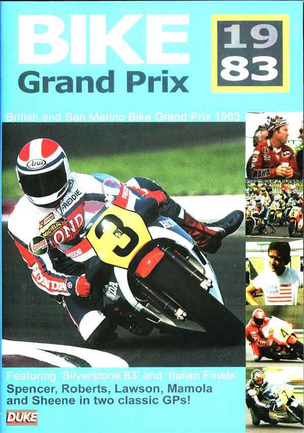 Bike Grand Prix 1983 DVD cover with motorcycle racing action and rider portrait