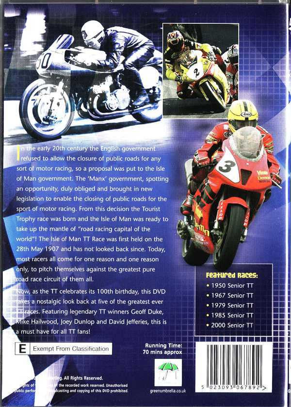 Racing highlights DVD back cover with motorcycle action photos and event details