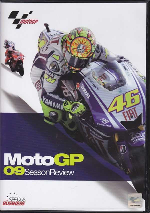 MotoGP 09 season review DVD cover showing motorcycle racer with bike number 46