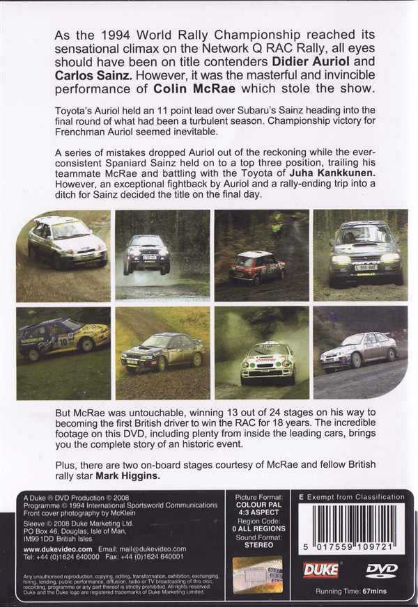 RAC Rally 1994: World Rally Championship DVD