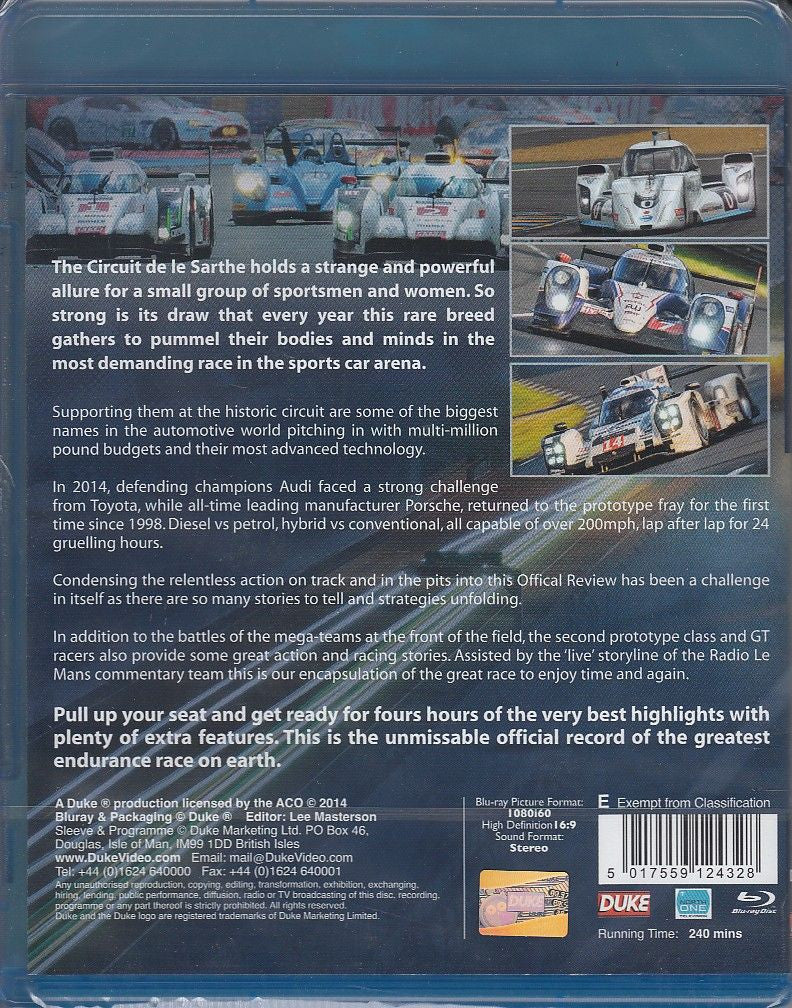 Blu-ray disc case back cover with race synopsis text and barcode label