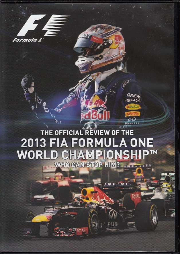 Formula One 2013 official FIA Formula One World Championship DVD cover with helmet and cars