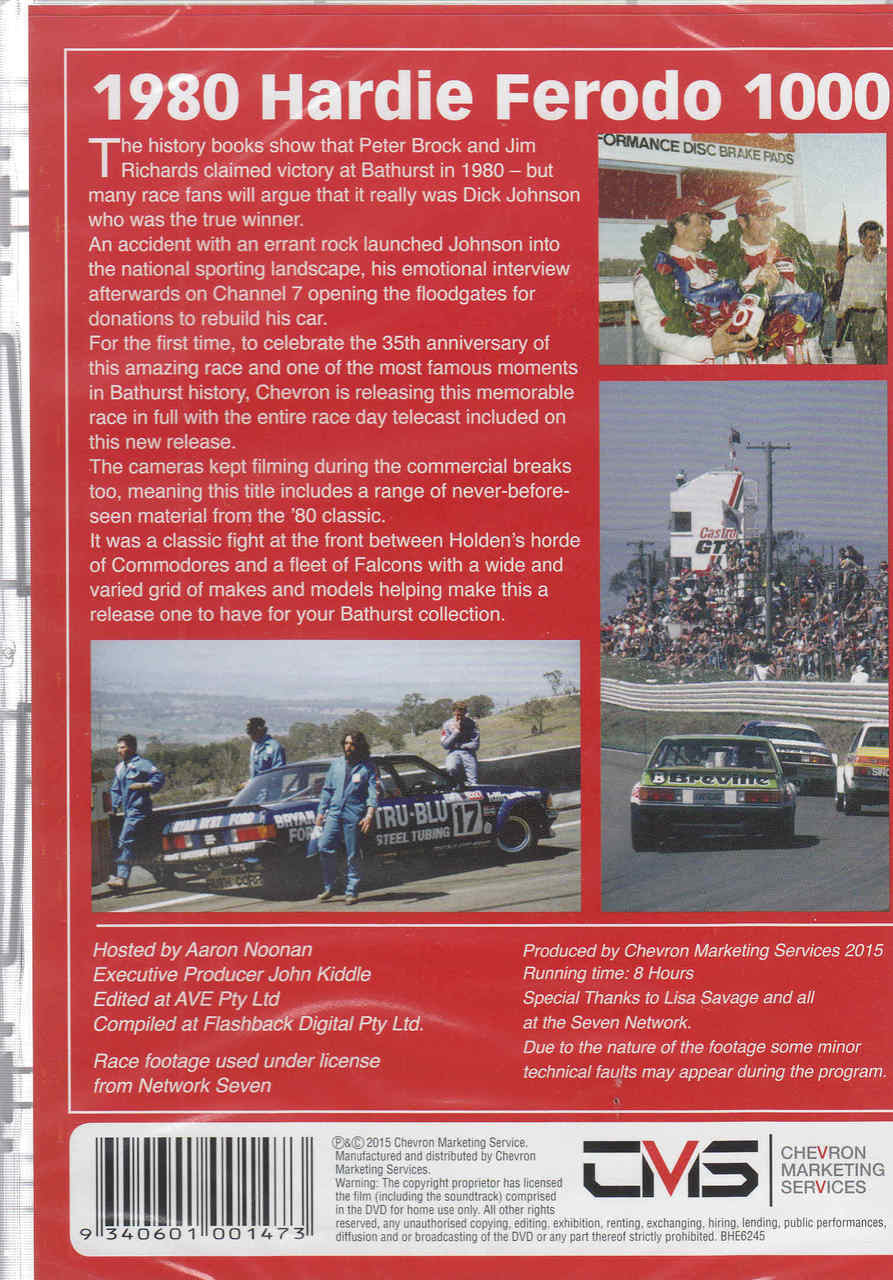 Bathurst 1980: Hardie - Ferodo 1000 DVD - back