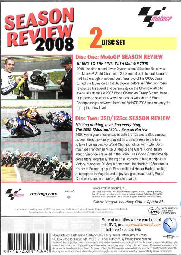 MotoGP: Season Review 2008 (2 DVD Set)
