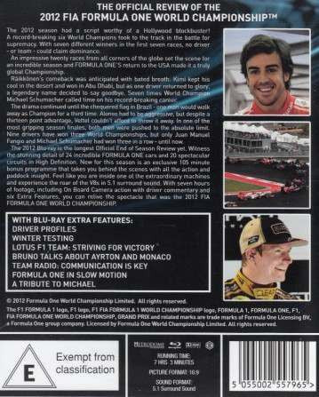 Formula One 2012 The Official Review blu-ray back cover
