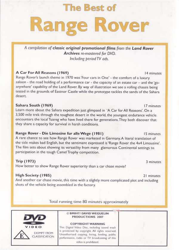 The Best of Range Rover DVD