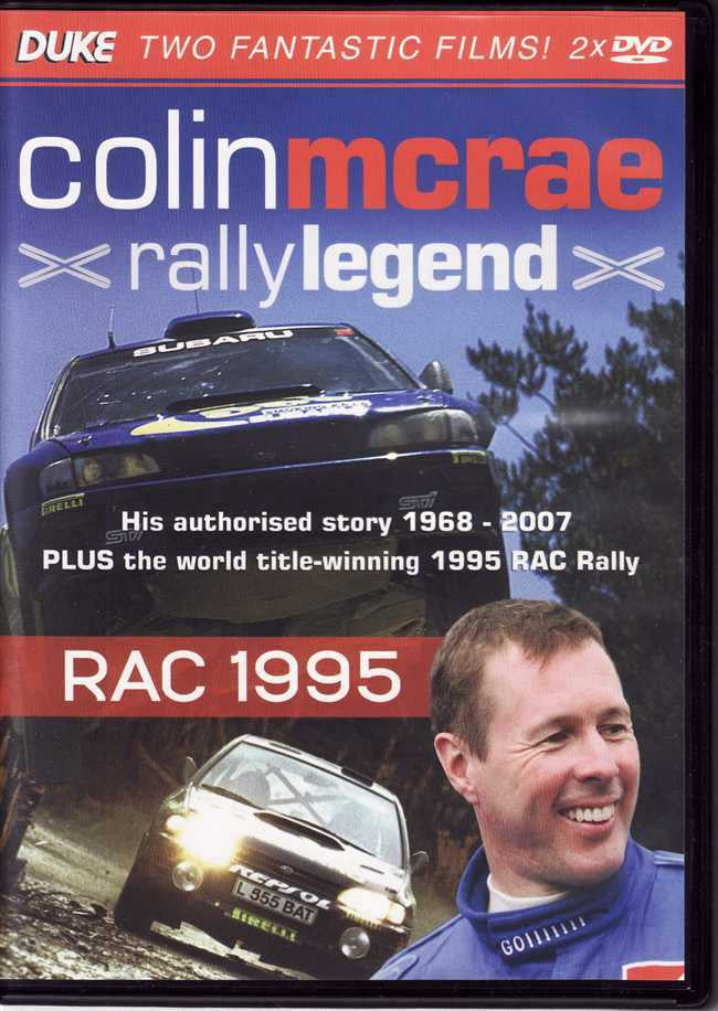Two-disc DVD set front cover with Colin McRae portrait and black rally car, RAC 1995