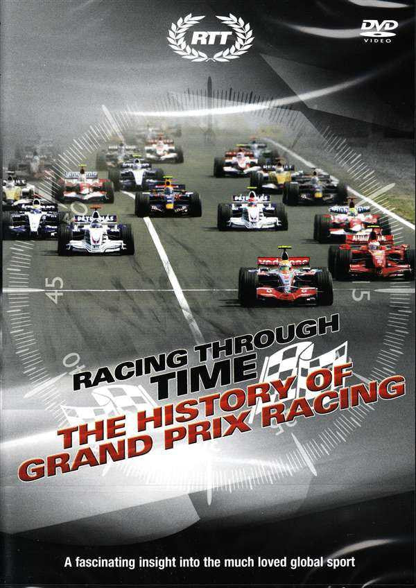 DVD box set cover: History of Grand Prix Racing with rows of race cars