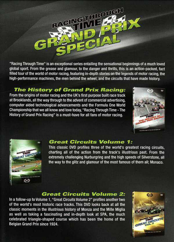 DVD box set back cover with Great Circuits Volume 1 and 2 panel images
