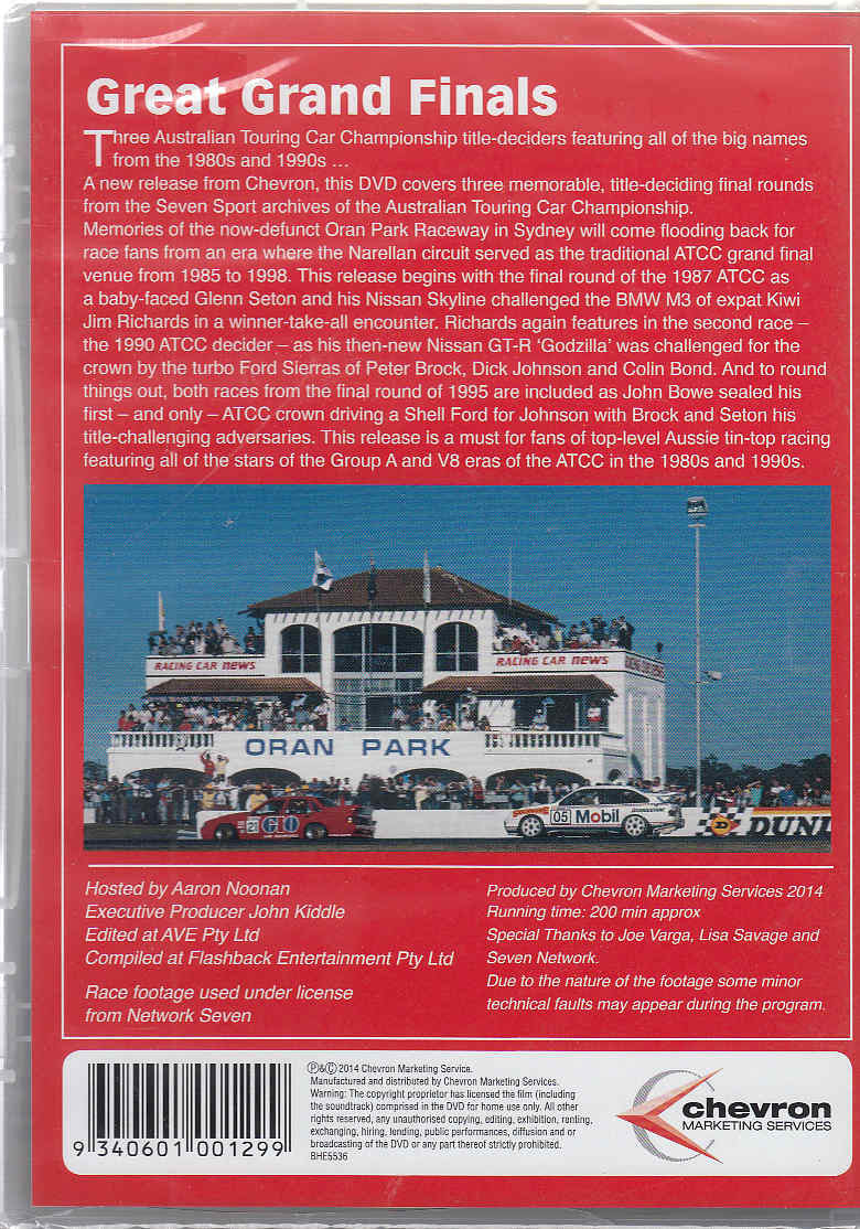 Magic Moments Of Motorsport: Great Grand Finals: 1987, 1990, 1995 Oran Park DVD Back Cover