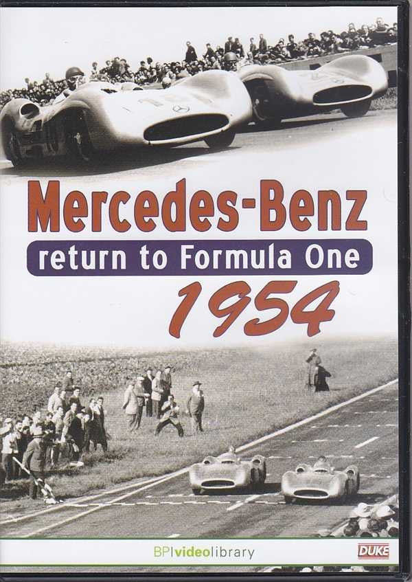 Mercedes-Benz Return to Formula One 1954 DVD cover with white race cars and title