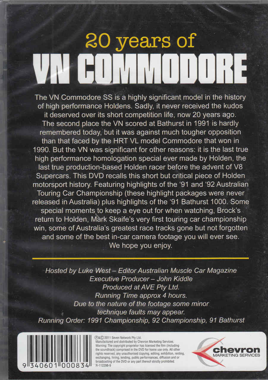 20 Years of VN Commodore DVD - back