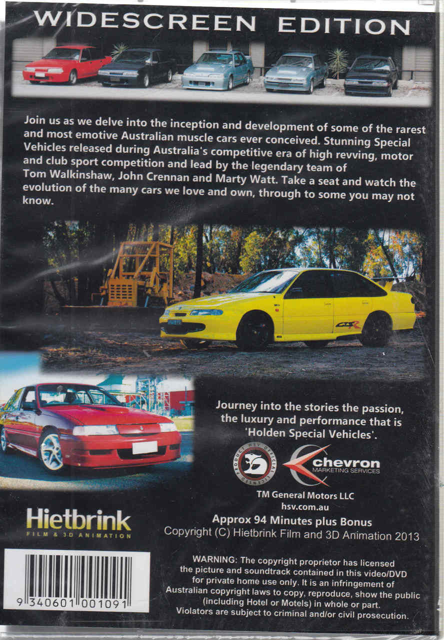 HSV 25 Years: A History Of Early HSV DVD - back
