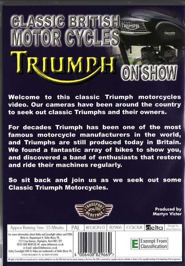 Classic British Motor Cycles DVD cover with Triumph logo and yellow title.