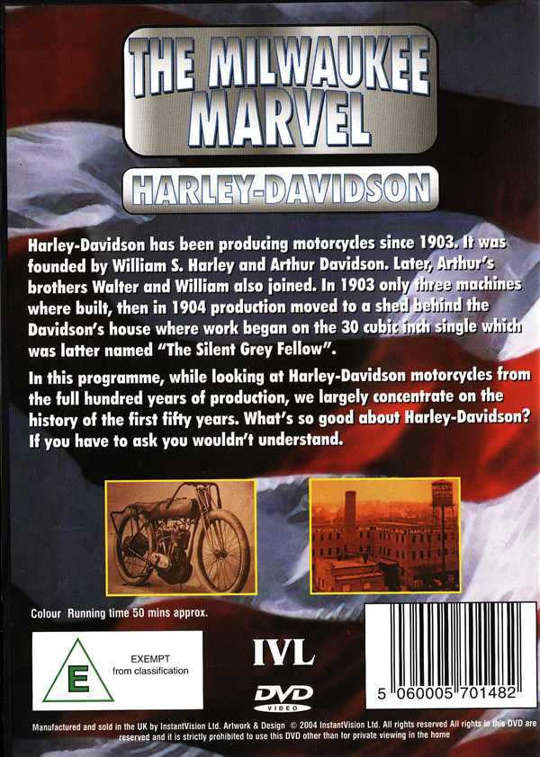 Harley-Davidson DVD cover with The Milwaukee Marvel title and text blocks