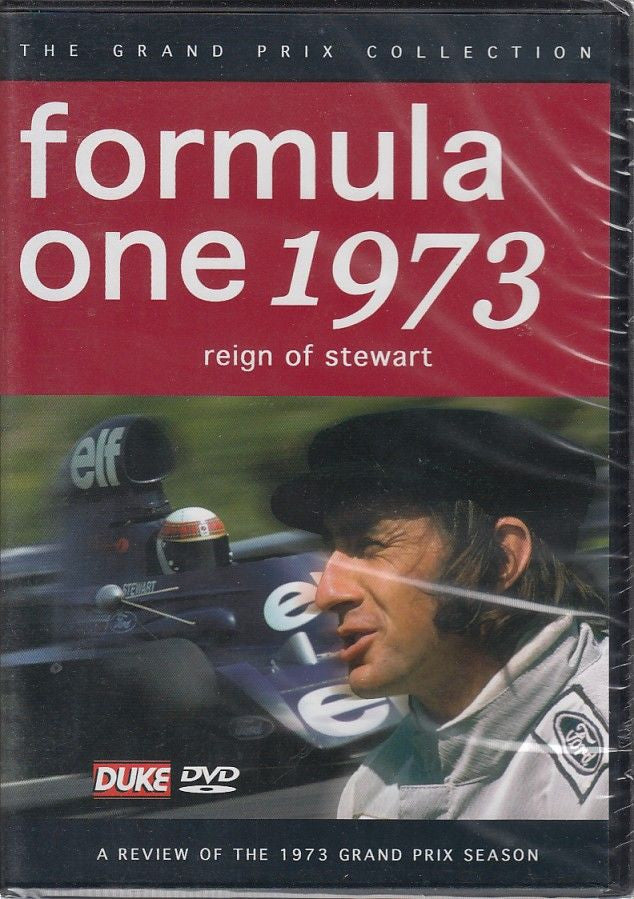 1973 racing DVD cover with title text and driver portrait beside car