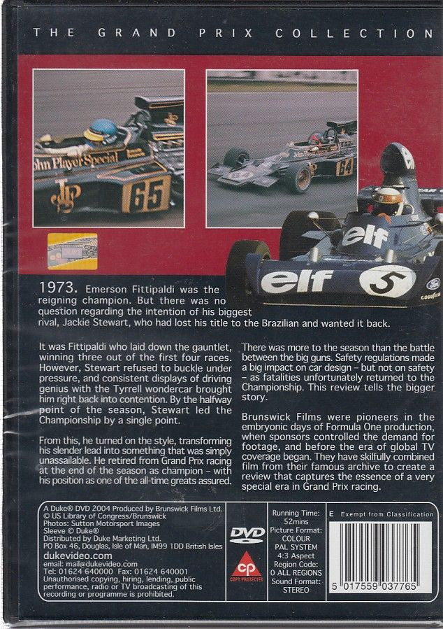 Racing DVD box back with Grand Prix Collection text and car action photos