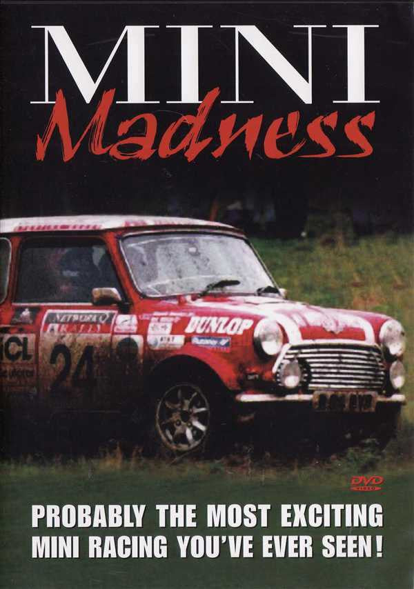 Mini Madness DVD cover featuring a red classic mini racing car and bold slogan