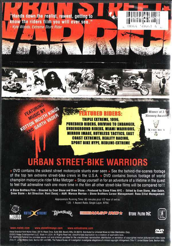 DVD back cover with rider info, graphics, and track list