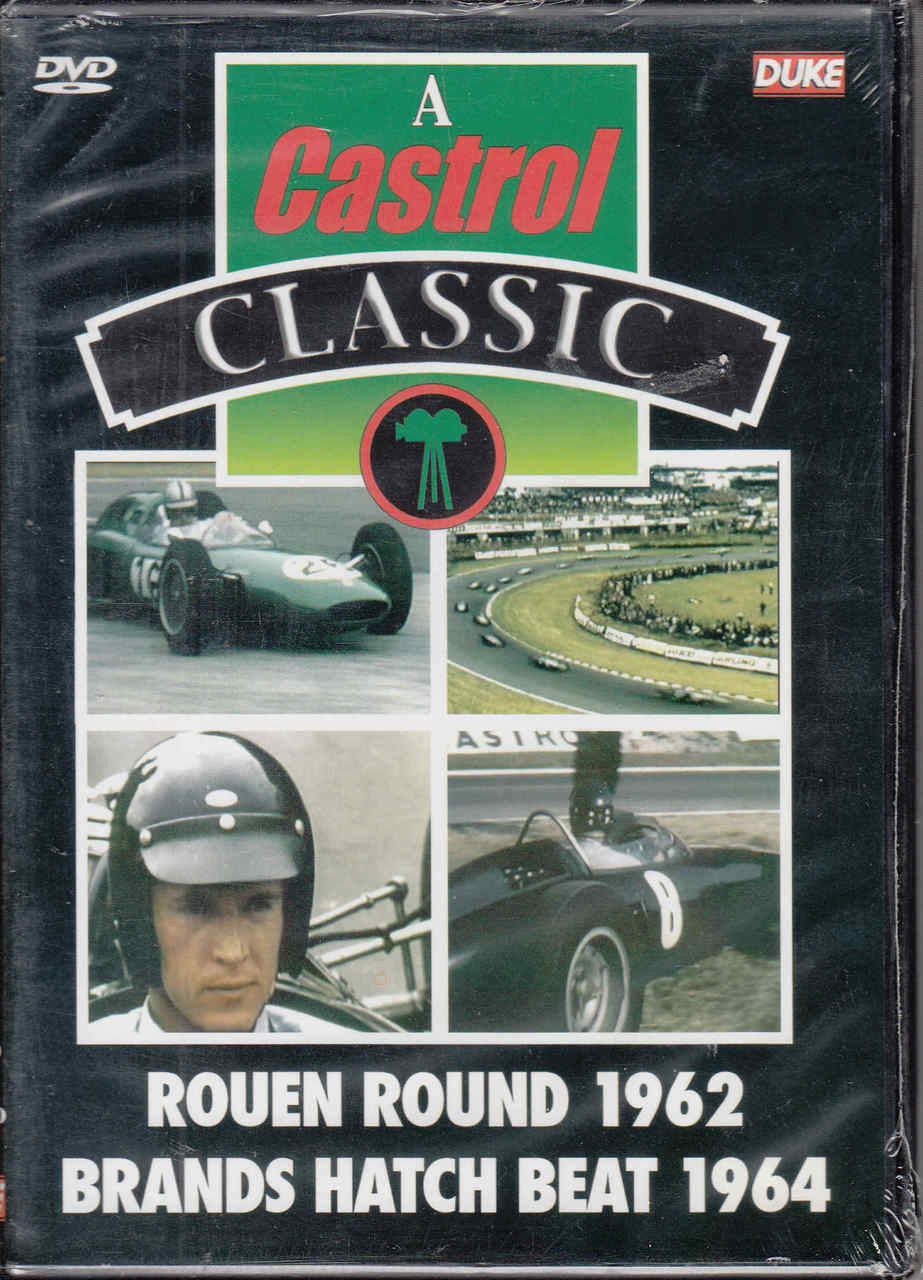 DVD case front with Castrol Classic logo and Rouen Round 1962, Brands Hatch Beat 1964 titles