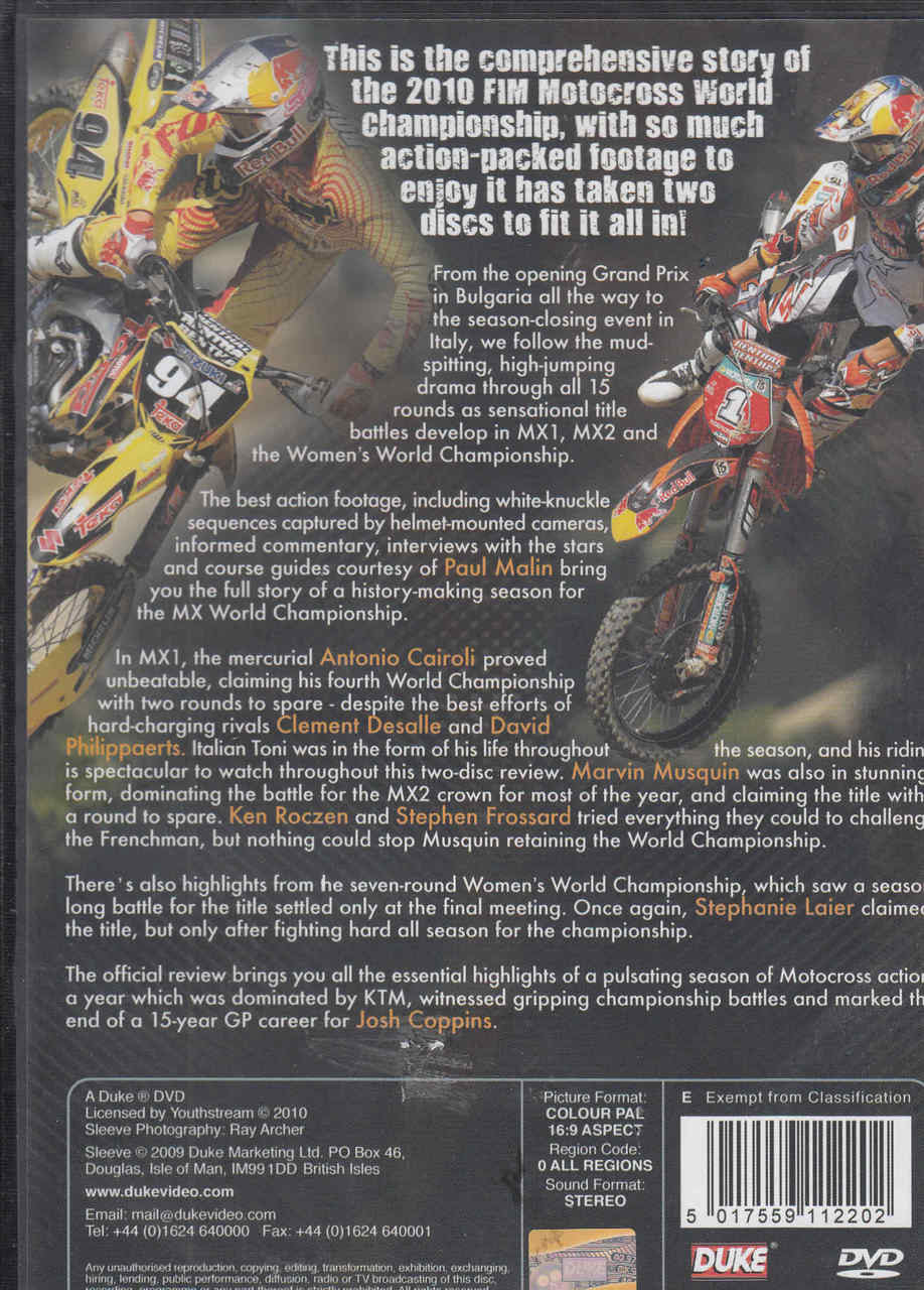 MX10 Official Motocross World Championship Review 2010 DVD  - back