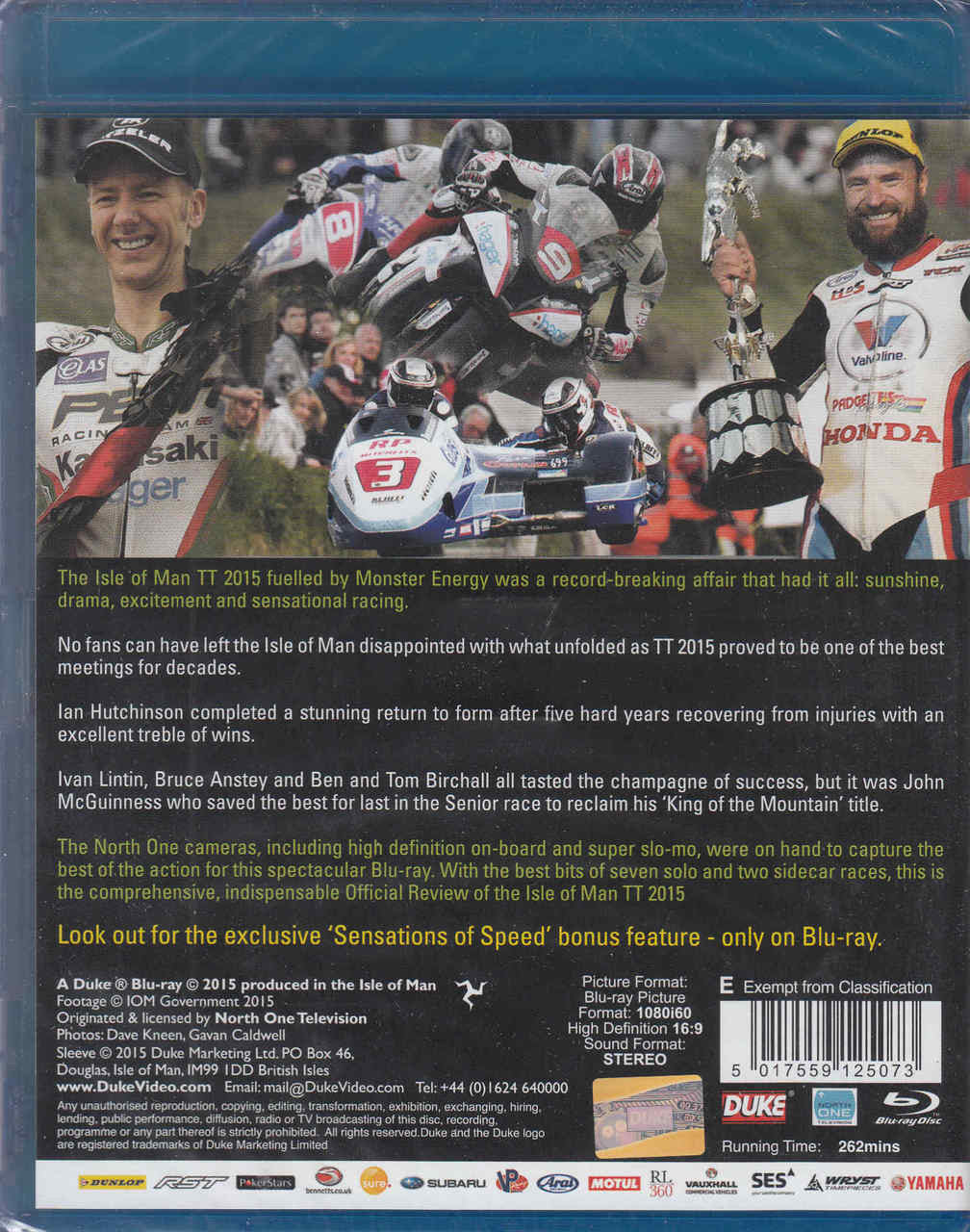 TT Isle of Man 2015 official review Blu-ray case back with rider photos and barcode
