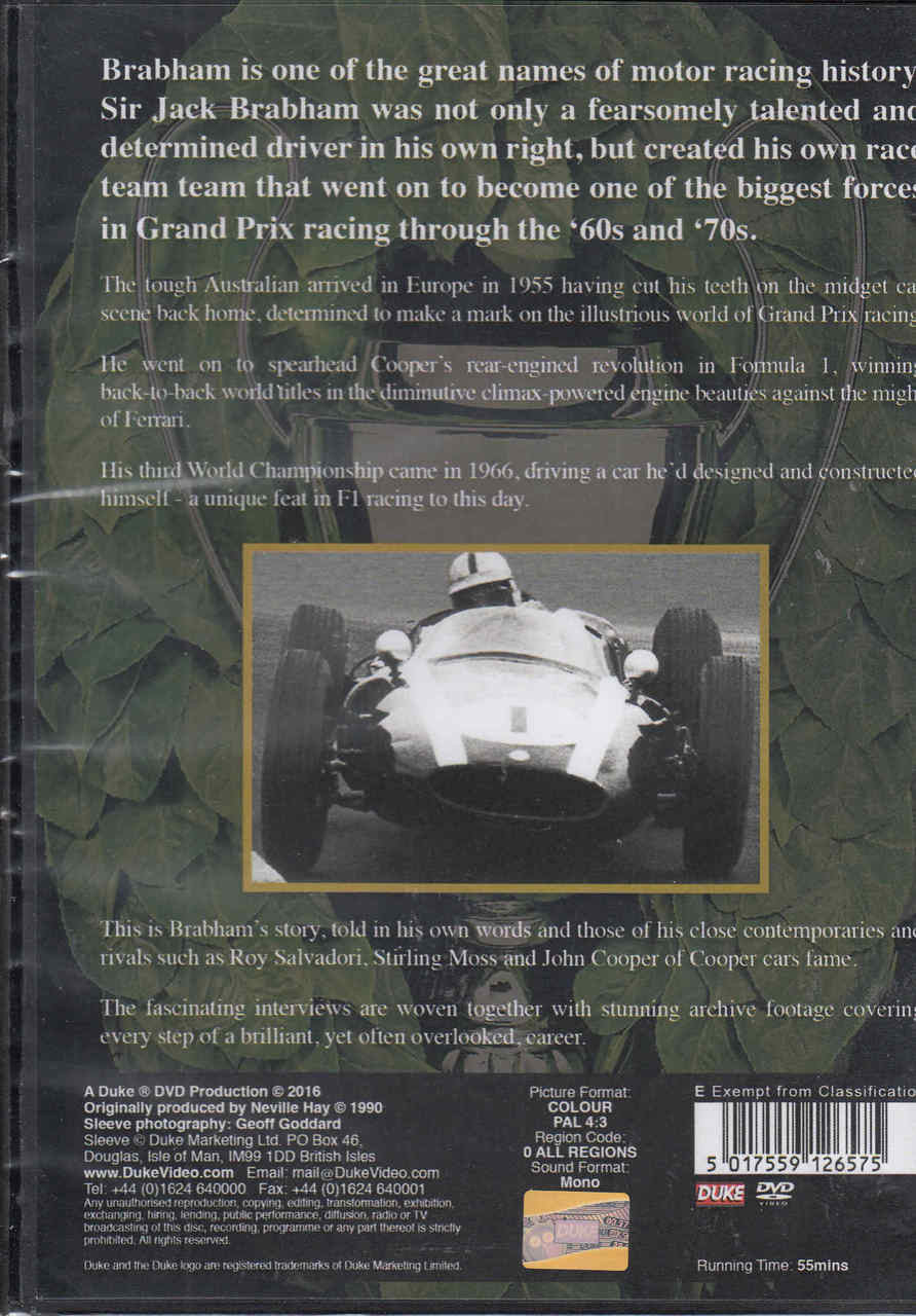 Champion Brabham: Profile of a Legend DVD (5017559126575) - back