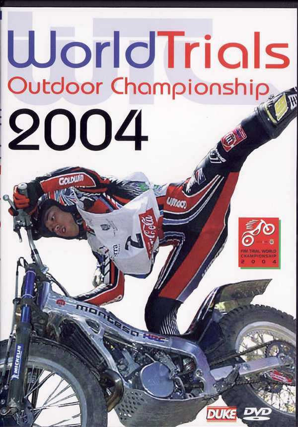 Trials championship 2004 DVD cover with rider on trial motorcycle and bold title