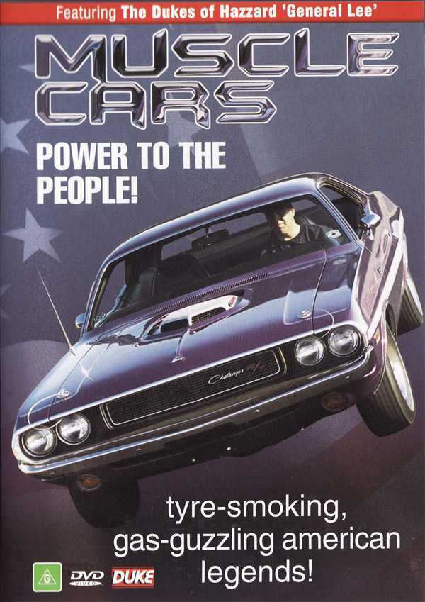 Muscle Cars DVD cover with blue car illustration and "Power to the People" title