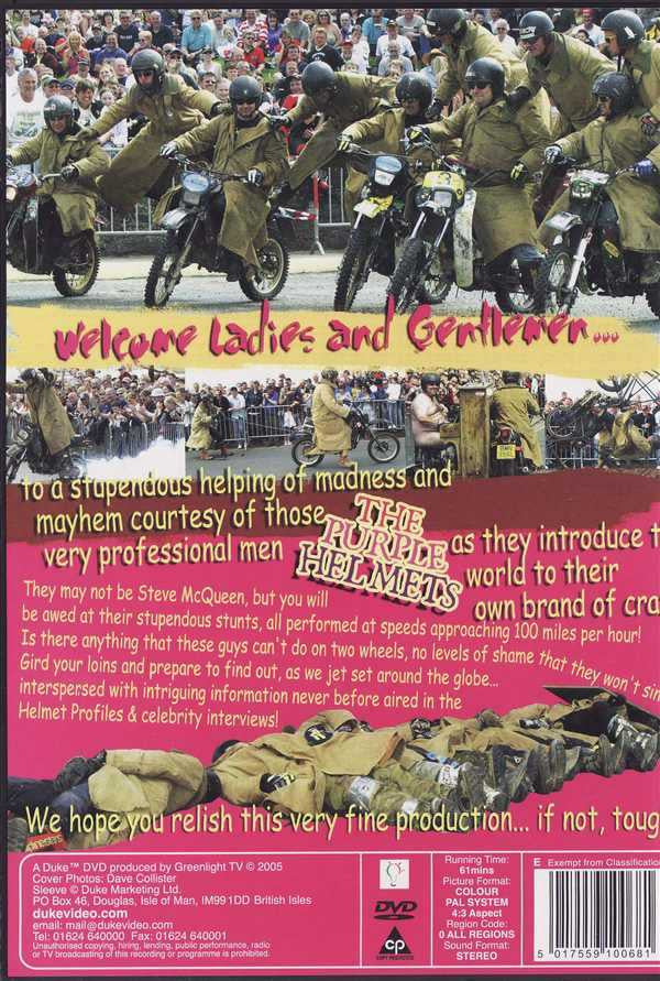 DVD cover with group of riders on motorcycles in yellow helmets and coats