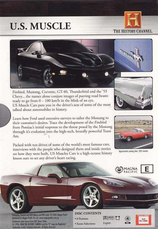 U.S. Muscle DVD box set cover showing black classic sports car collage