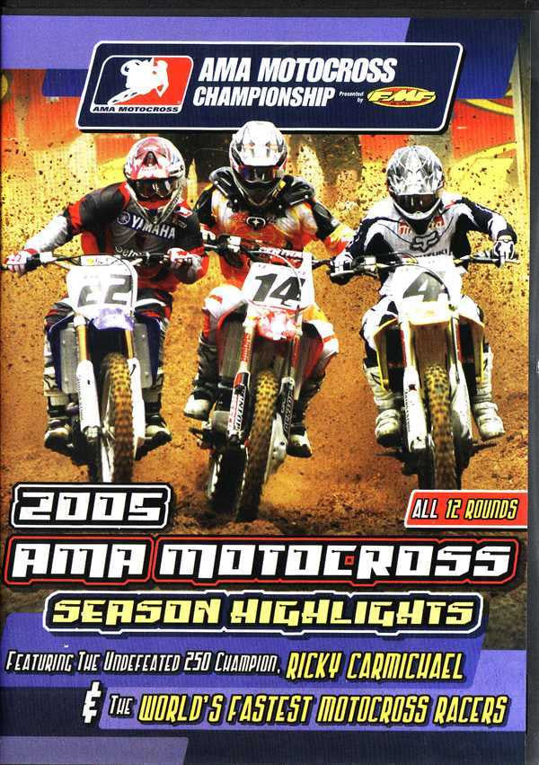 AMA motocross championship season highlights DVD cover with three helmeted riders