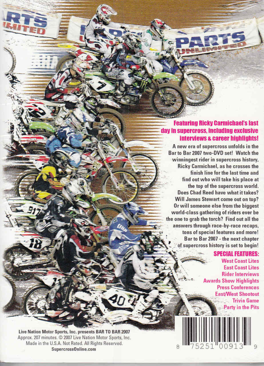 Bar To Bar 2007 Supercross 2-DVD Set - back