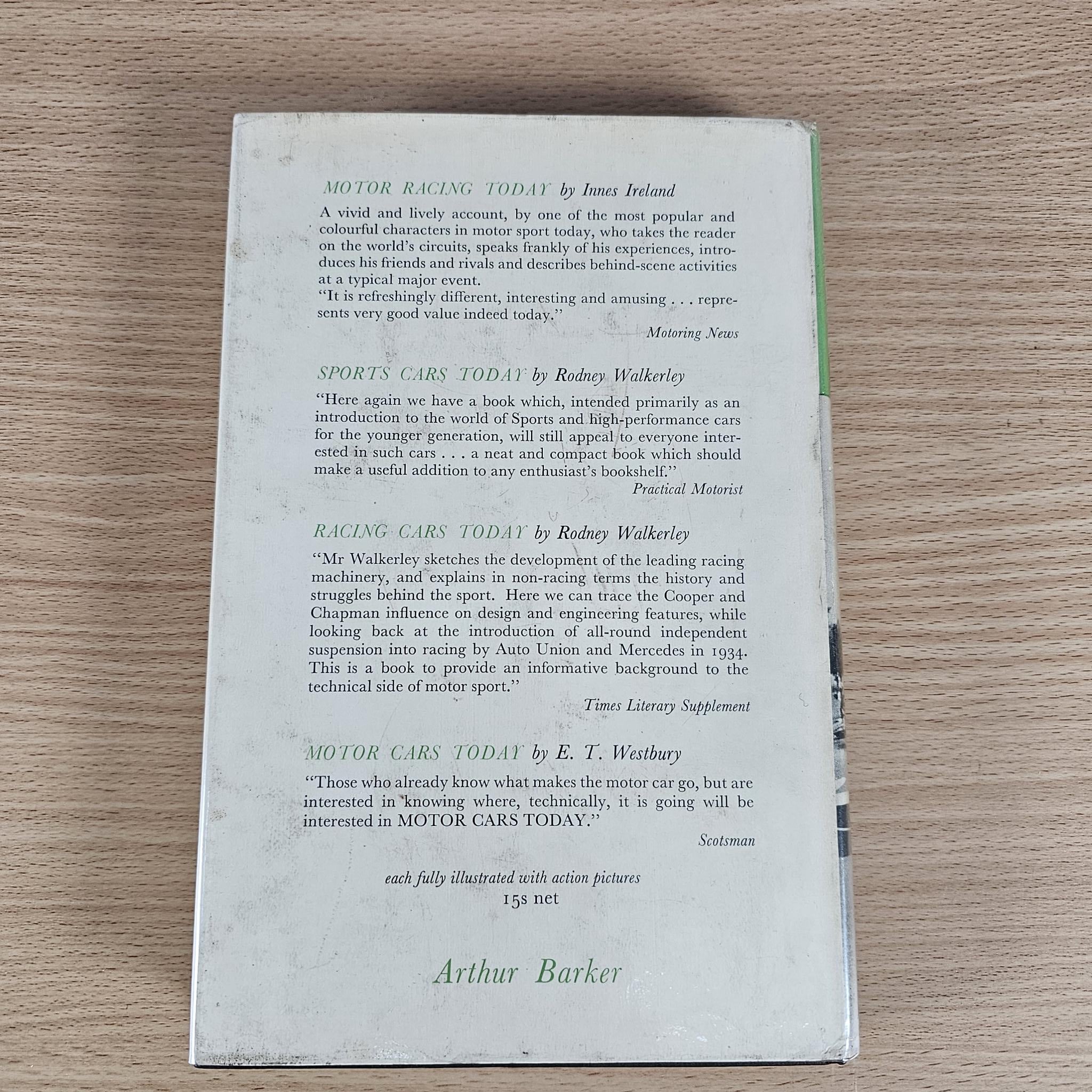 Vintage book back cover with printed text and small title headings