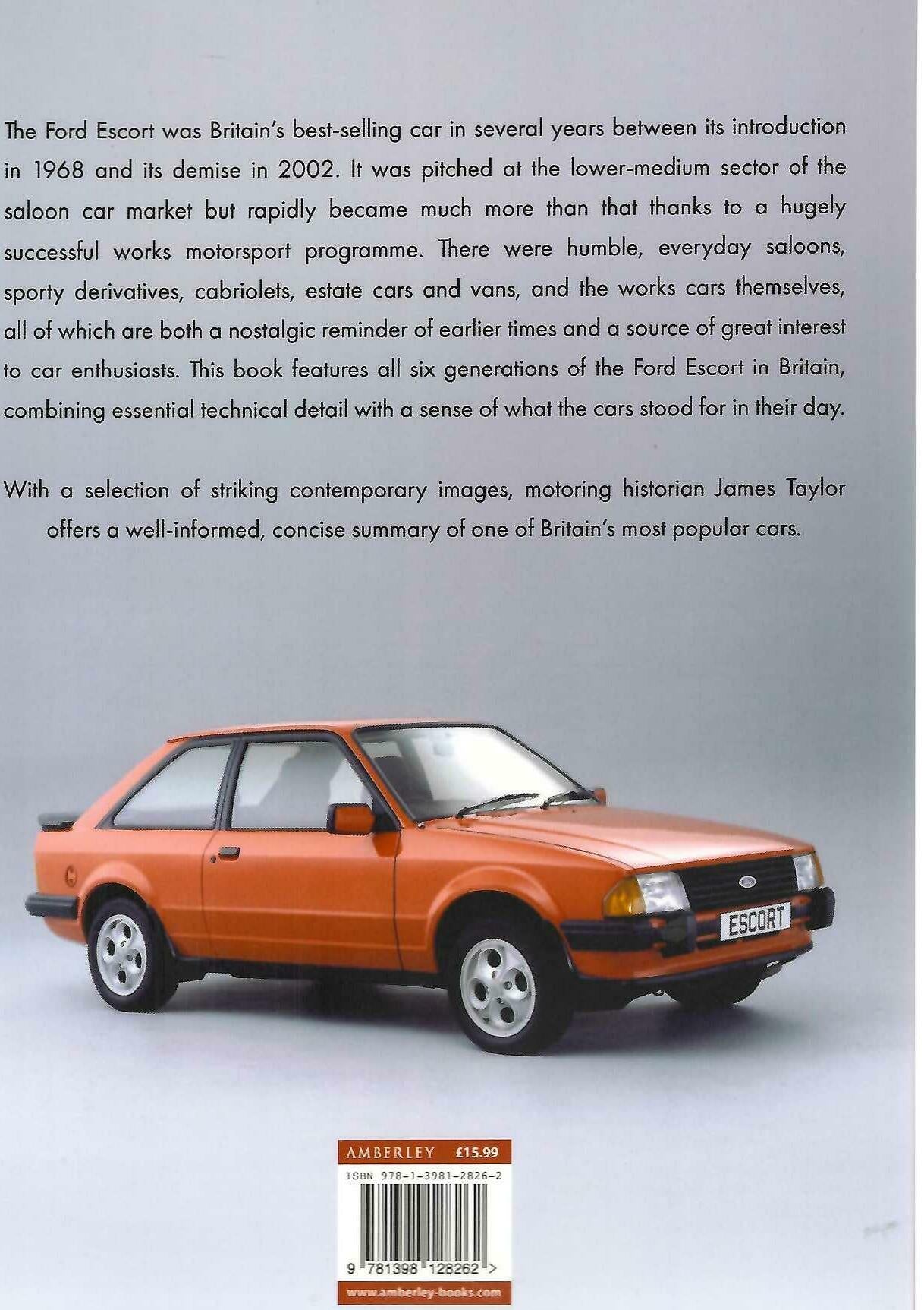 Escort book page with orange classic car image and descriptive text paragraph