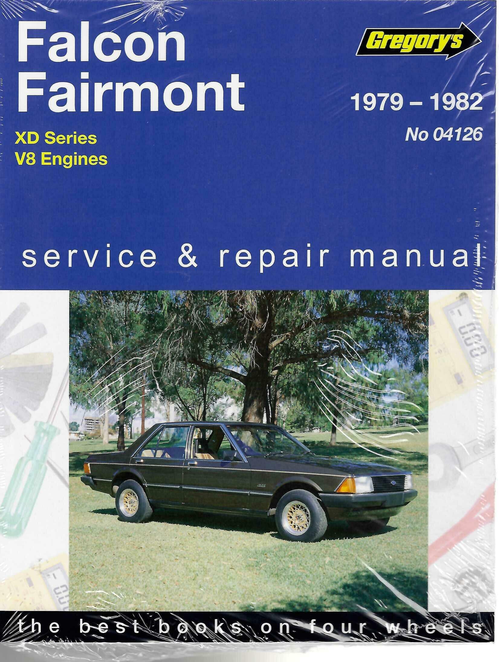 Blue workshop manual cover for Ford Falcon Fairmont 1979–1982 V8 engines