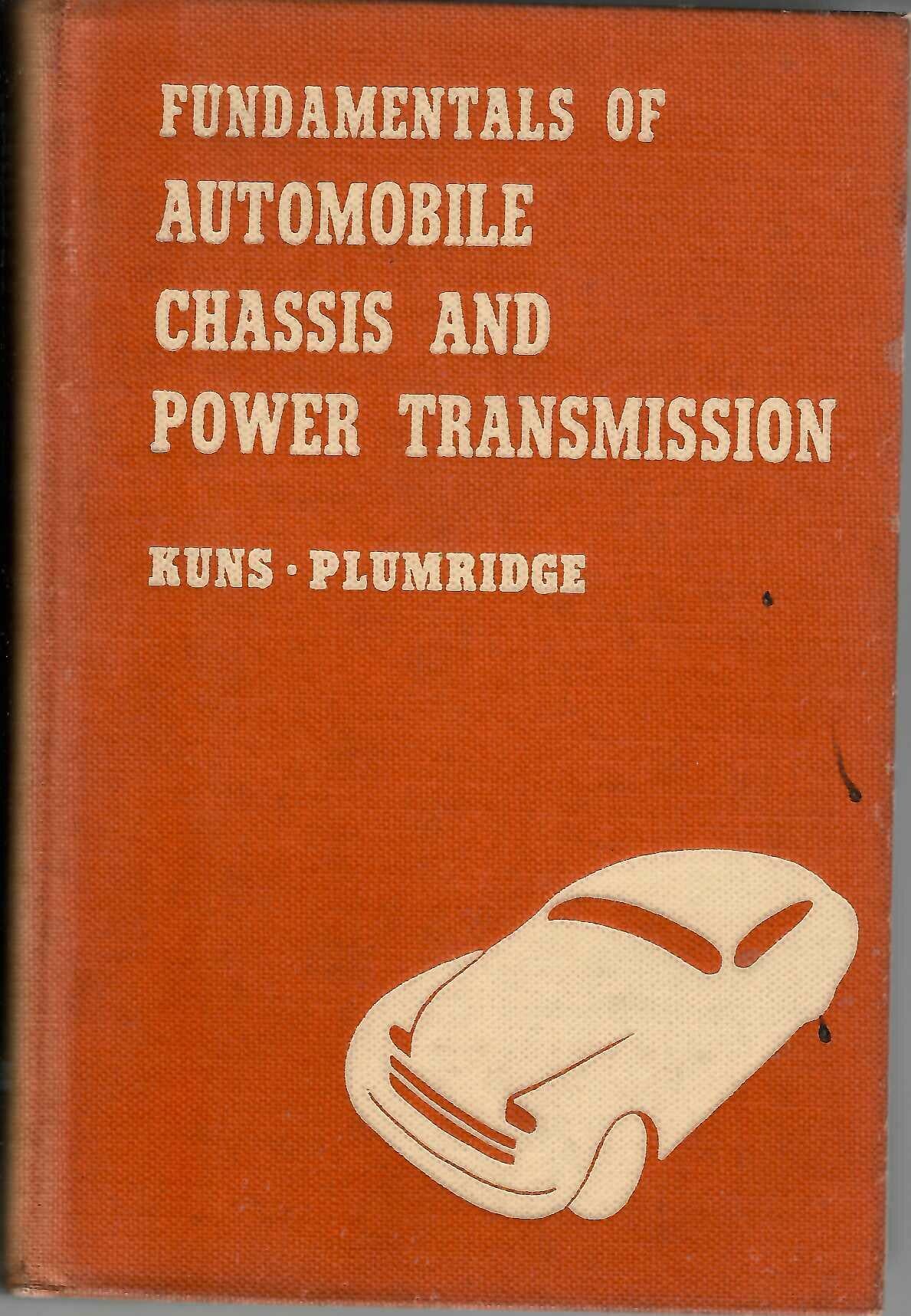 Red vintage book cover with car illustration and title text: Fundamentals of Automobile Chassis