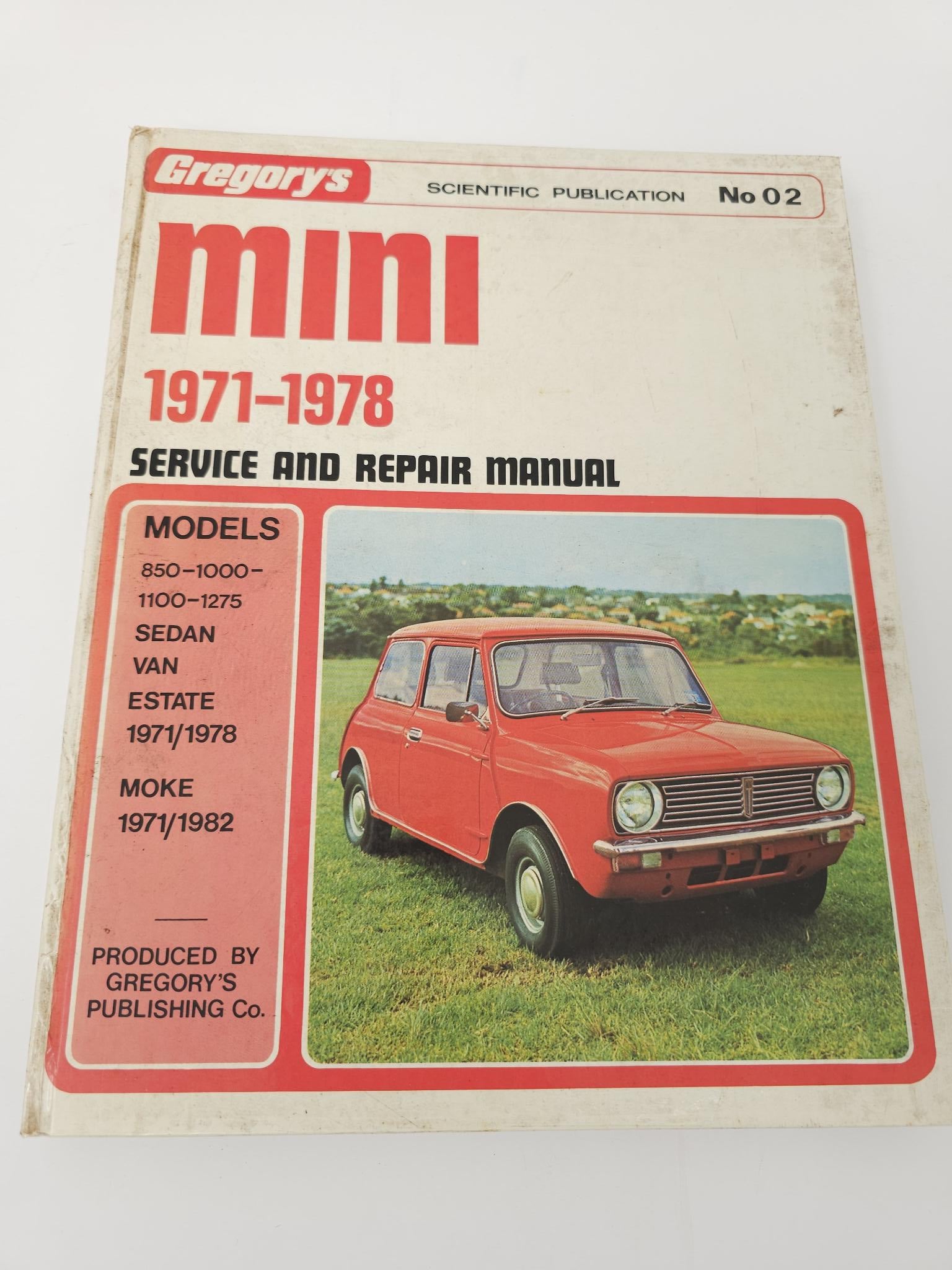 Gregory's Mini service & repair manual 1971–1978, hardcover, red car cover