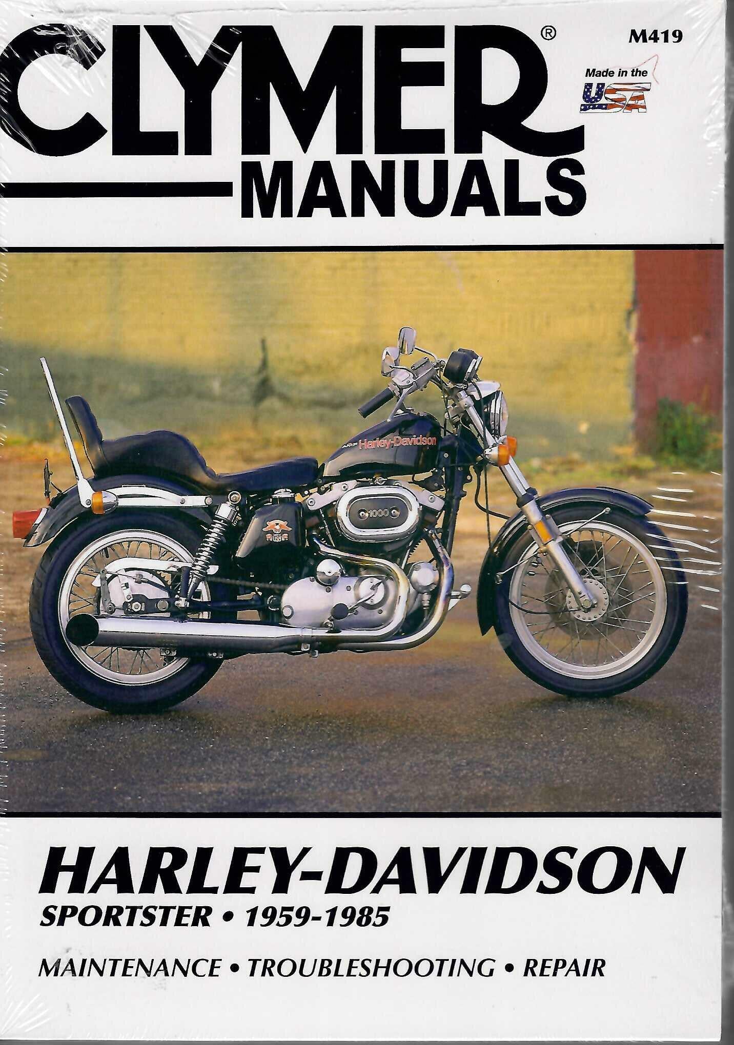 Harley-Davidson Sportster repair manual, Clymer Manuals, 1959–1985 cover with motorcycle