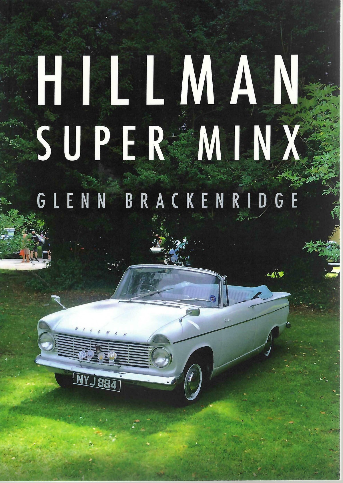 Hillman Super Minx classic car book cover with light blue convertible and title text