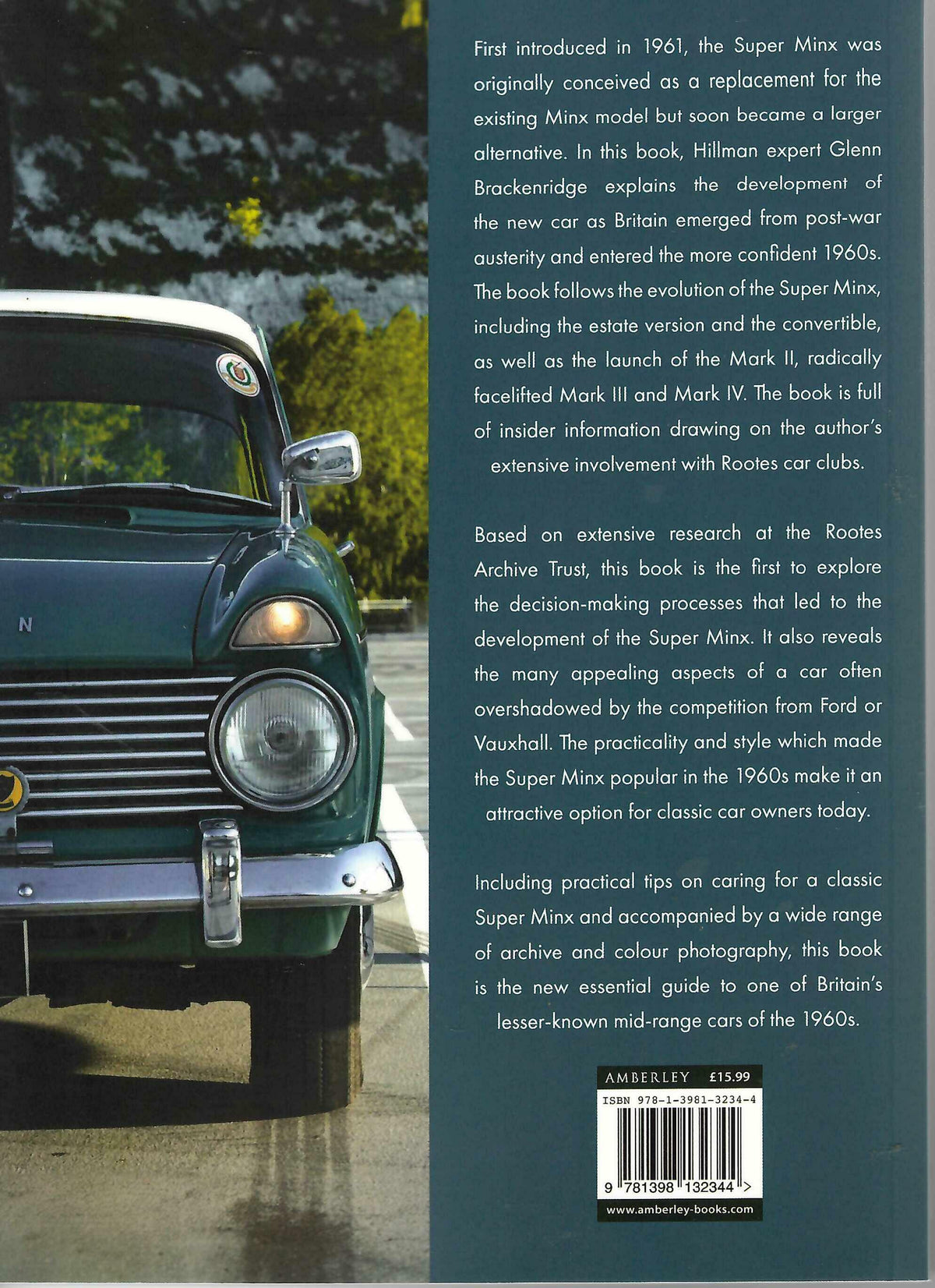 Automotive book page with vintage car front view photo and ISBN label